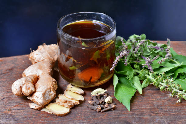 Assorted Ayurvedic teas with herbs and spices